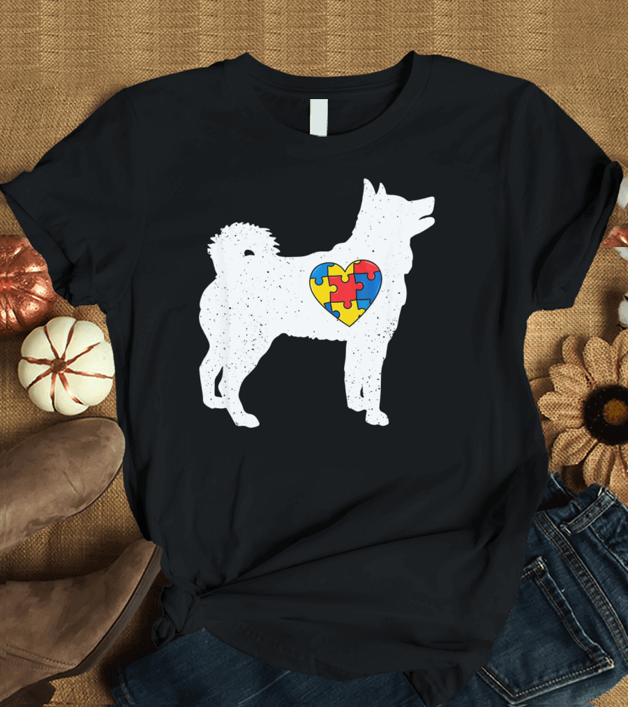 Husky Autism Awareness Puzzle Heart T-Shirt