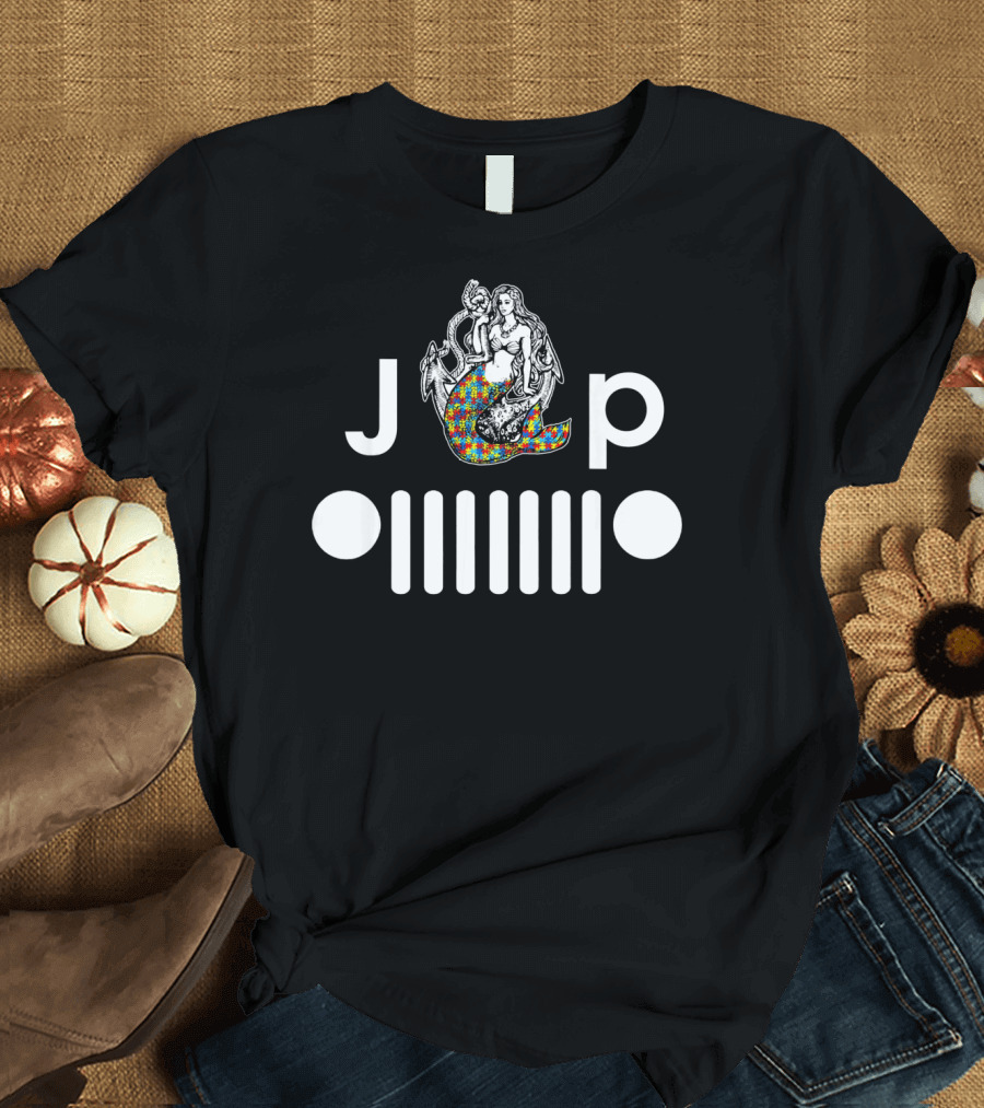 Autism Awareness Mermaid Jeep Girl JP T-Shirt