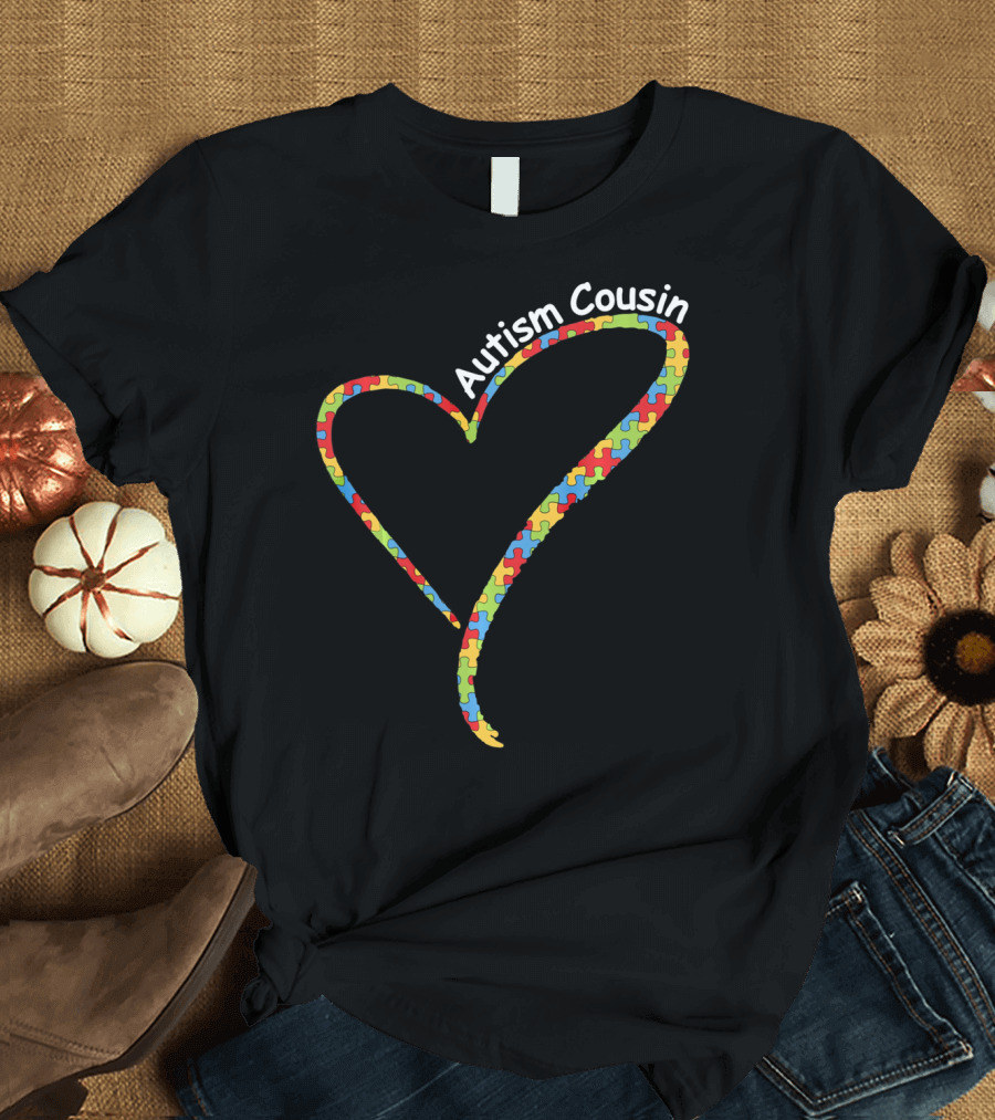 Autism Cousin Puzzle Heart Awareness T-Shirt