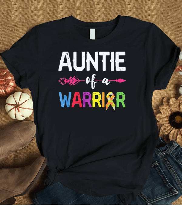 T-Shirt: Auntie of a Warrior Autism Awareness Colorful Puzzle T-Shirt Auntie of a Warrior Autism Awareness Colorful Puzzle T-Shirt