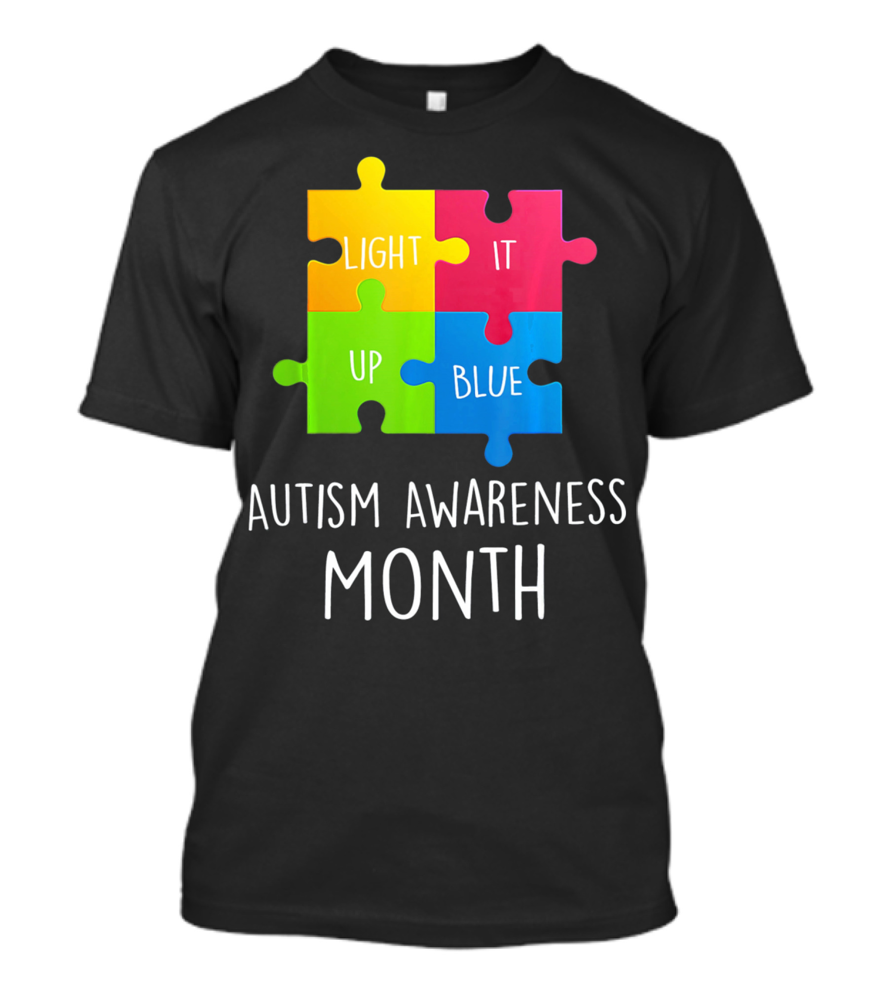 Light It Up Blue Autism Awareness Month Puzzle Piece T-Shirt
