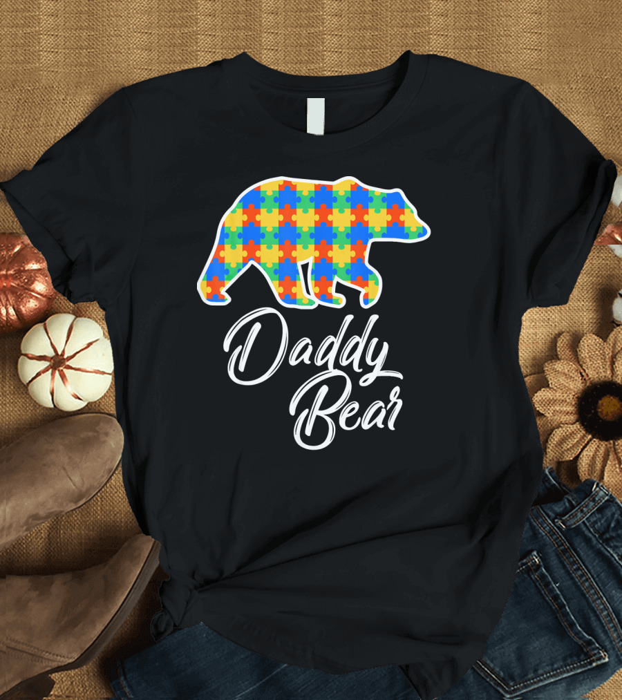 Daddy Bear Autism Puzzle Awareness T-Shirt