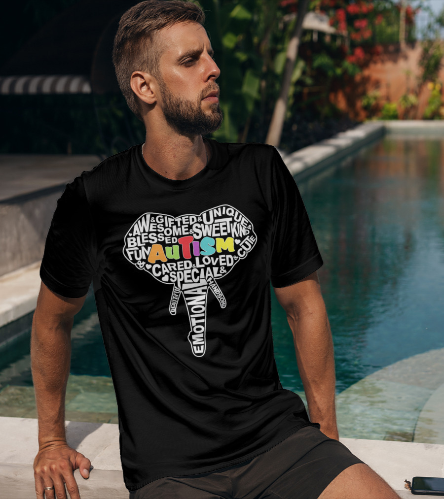Autism Gifted Awesome Unique Emotional Elephant Face T-Shirt