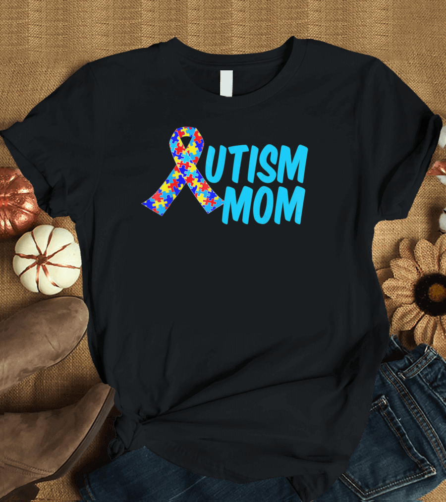 Autism Mom Puzzle Ribbon Awareness T-Shirt