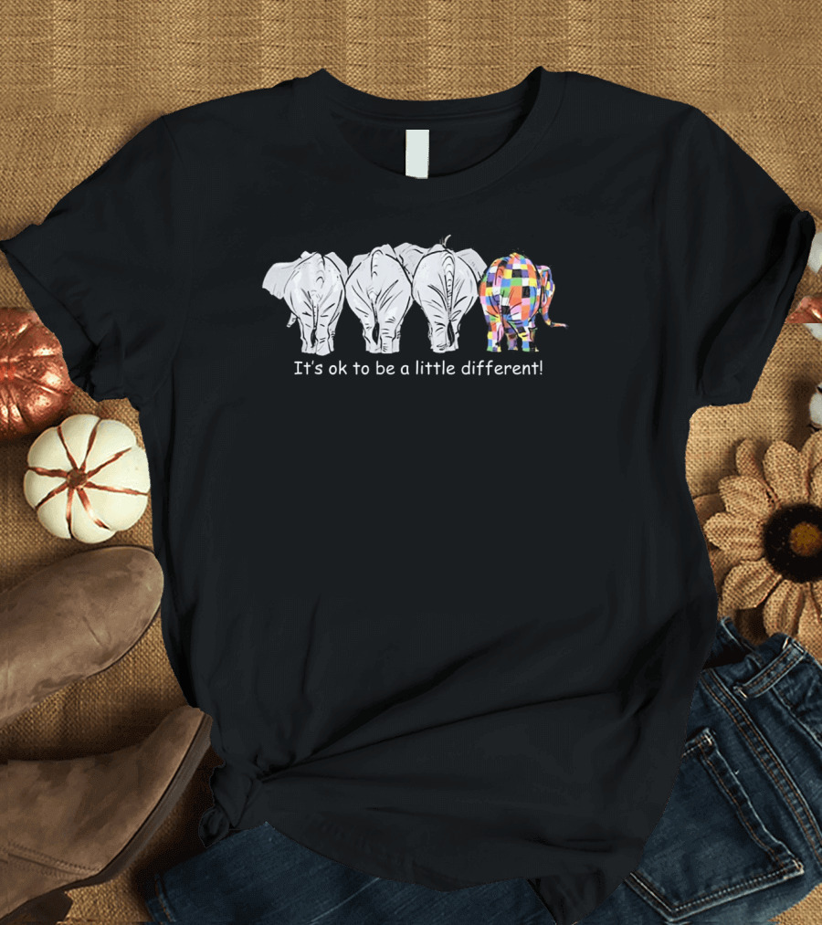 It's Ok To Be A Little Different Autism Colorful Elephant T-Shirt