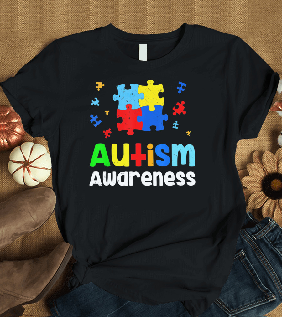 Autism Awareness Puzzle Pieces Heart Aut T-Shirt