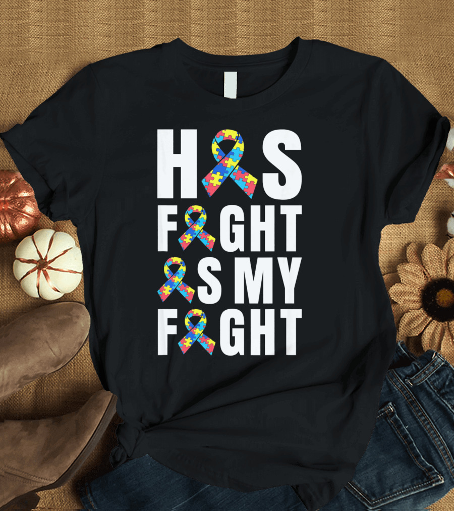 His Fight Is My Fight Autism Awareness Puzzle T-Shirt
