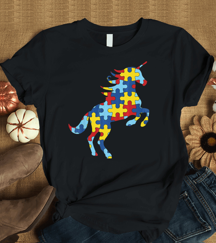 Autism Awareness Day Unicorn Puzzle T-Shirt