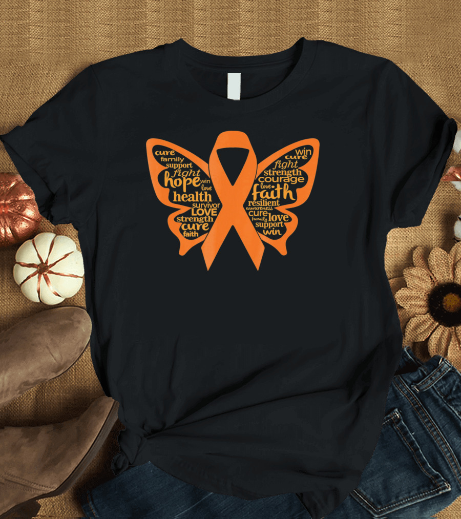 Leukemia Awareness Hope Faith Strength Butterfly T-Shirt