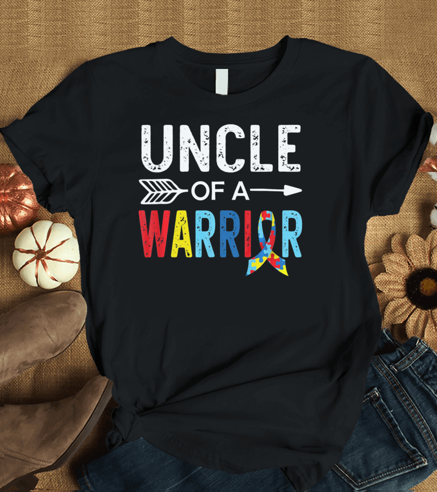 Uncle of a Warrior Puzzle Ribbon Autism Awareness T-Shirt