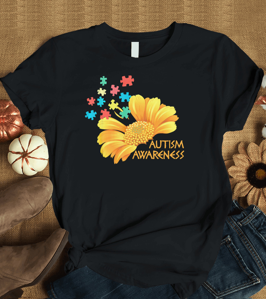 Sunflower Autism Awareness Puzzle Pieces T-Shirt