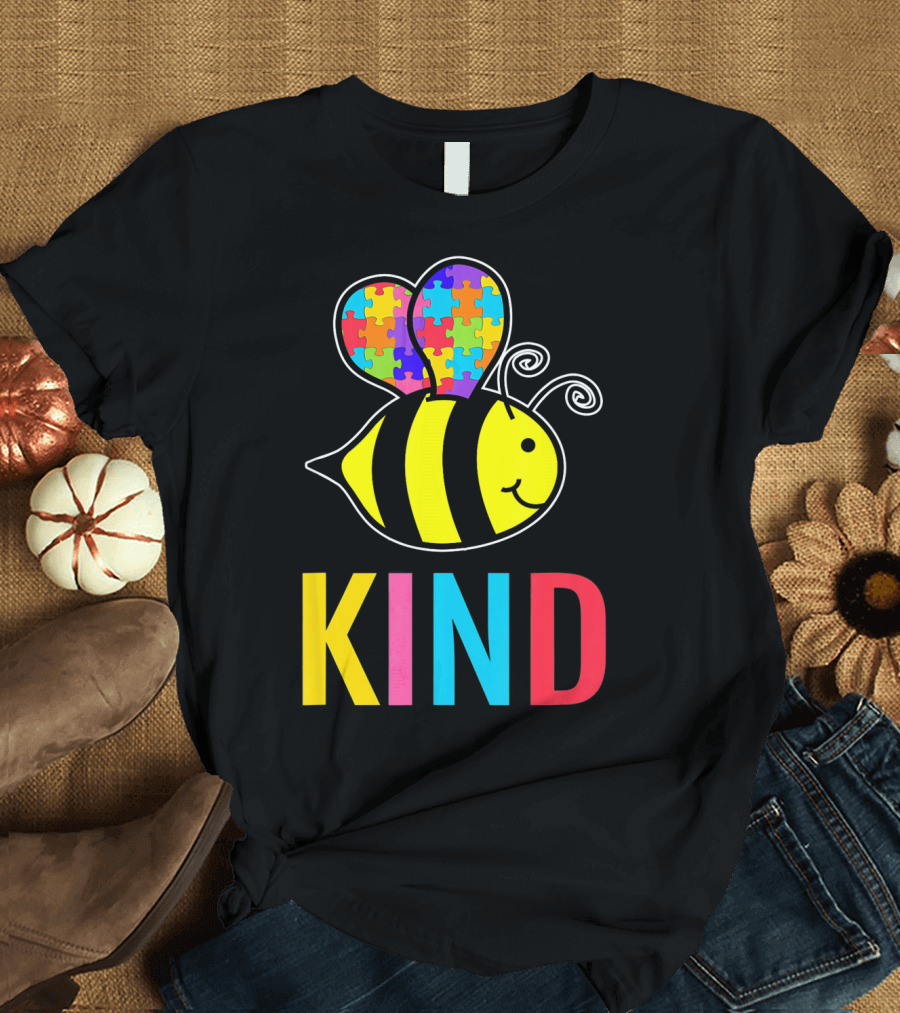 Autism Awareness Bee with Puzzle Wings KIND T-Shirt