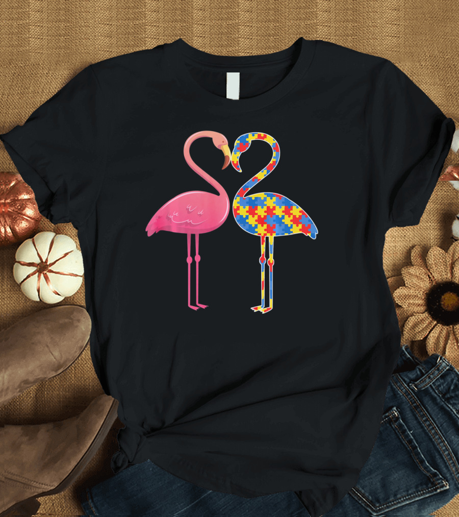 Flamingo Puzzle Autism Awareness T-Shirt