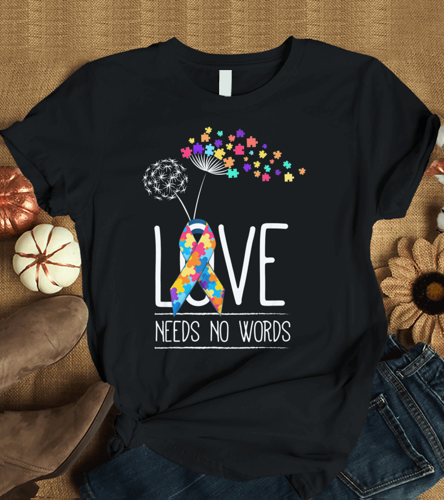 Autism Awareness Love Needs No Words Puzzle T-Shirt