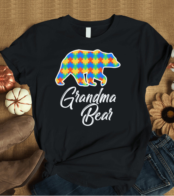 T-Shirt: Grandma Bear Autism Puzzle Awareness T-Shirt Grandma Bear Autism Puzzle Awareness T-Shirt