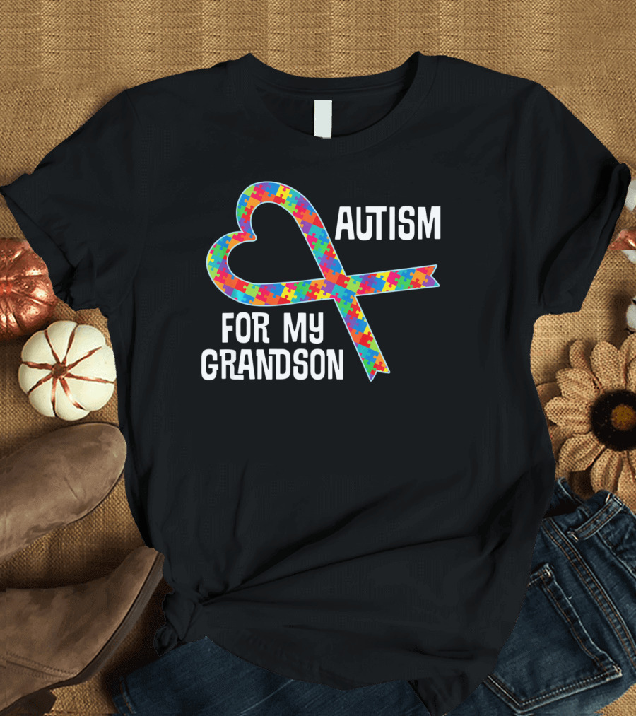 Autism Awareness Heart Puzzle Ribbon for My Grandson T-Shirt