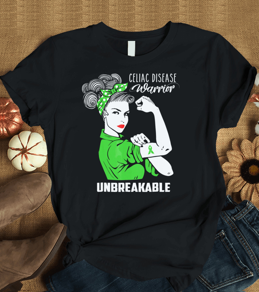 Celiac Disease Warrior Unbreakable Rosie the Riveter T-Shirt