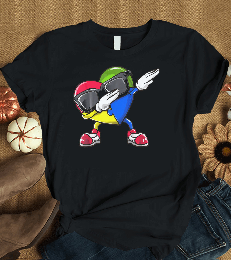 Autism Awareness Dabbing Heart Puzzle Sunglasses Sneakers T-Shirt