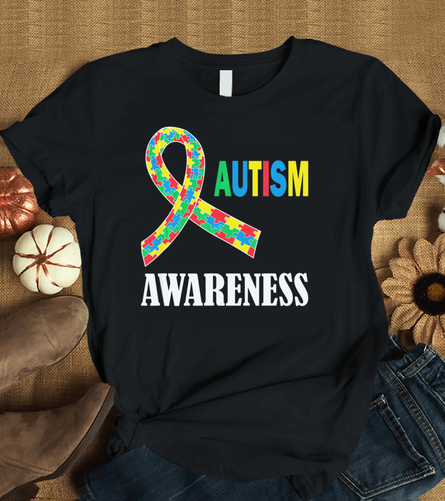 Autism Awareness Puzzle Ribbon Social Interaction Auti T-Shirt