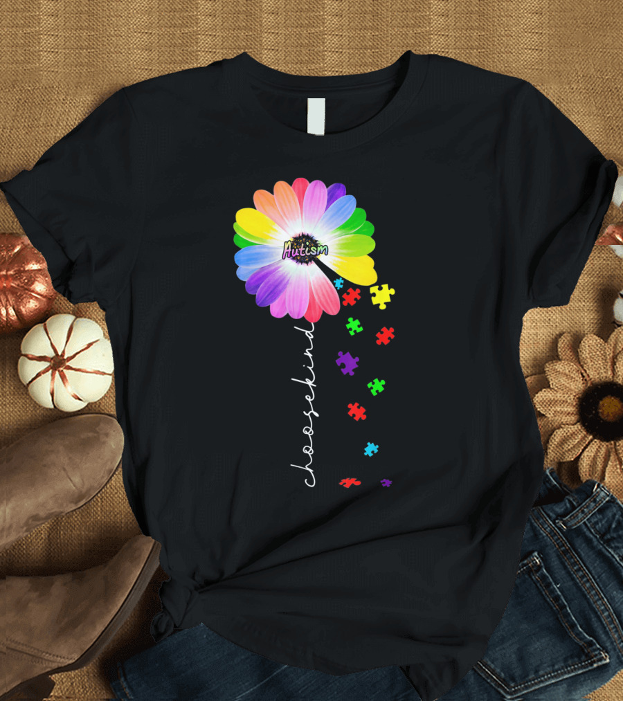Daisy Flower Autism Choose Kind Puzzle Pieces Awareness T-Shirt