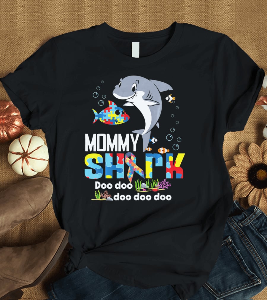 Mommy Shark Autism Doo Doo Doo Autism Puzzle T-Shirt