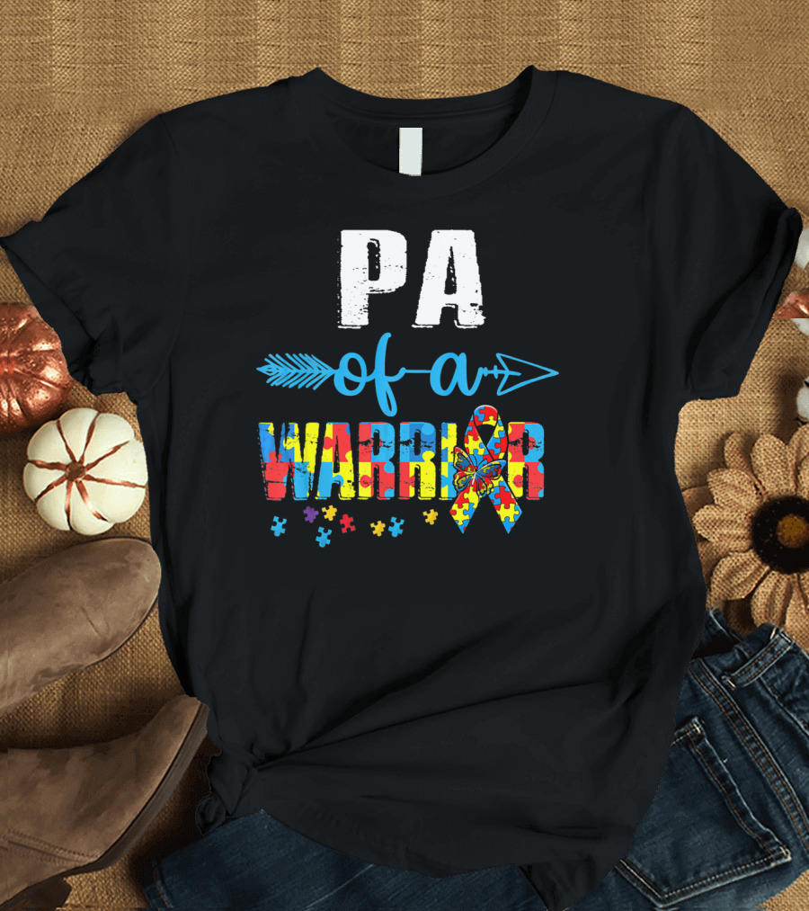 Pa Of A Warrior Autism Awareness Puzzle T-Shirt