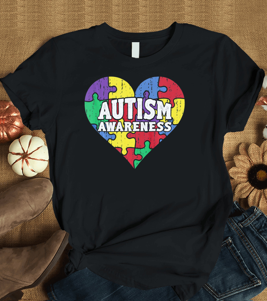 Autism Awareness Heart Puzzle Pieces T-Shirt
