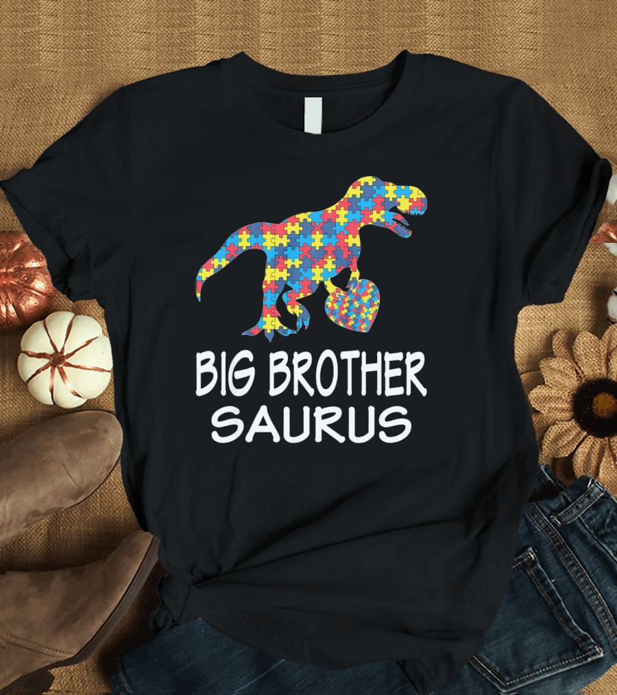 Big Brother Saurus Autism Puzzle Dinosaur T-Shirt