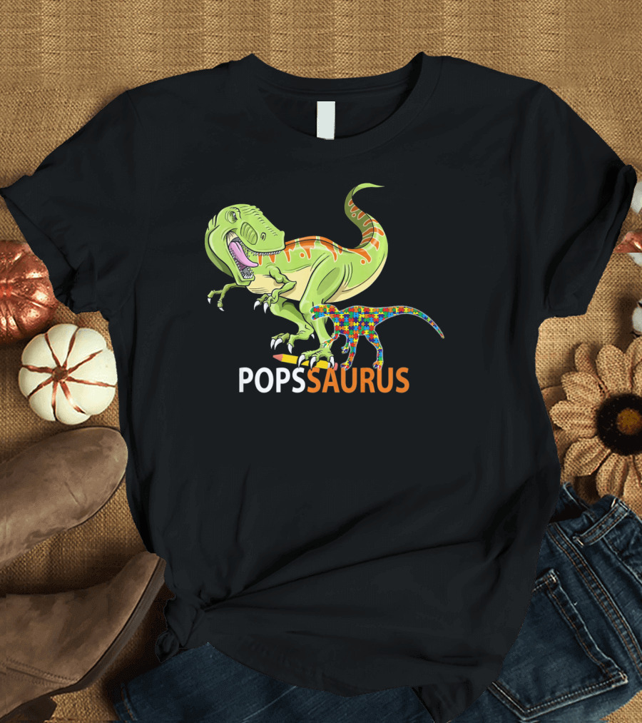 POPS Saurus Auntsaurus Autism Dinosaur Puzzle T-Shirt