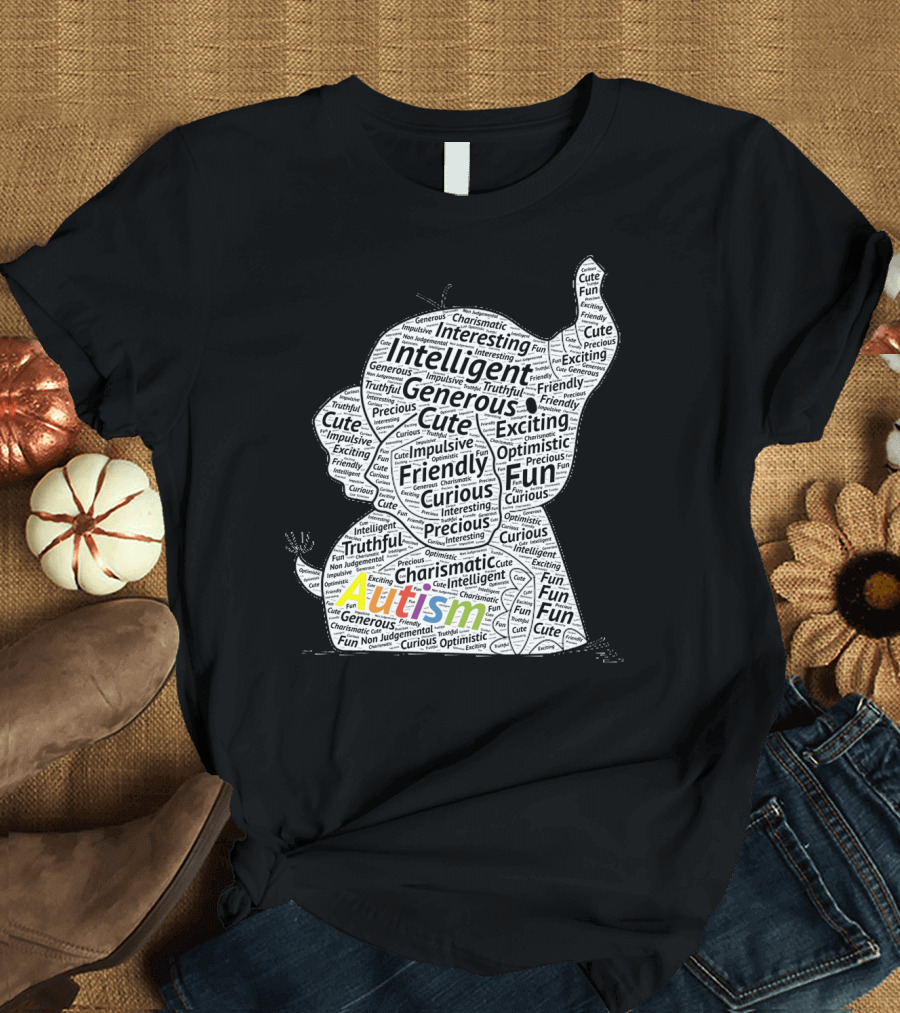 Autism Intelligent Generous Friendly Fun Elephant T-Shirt