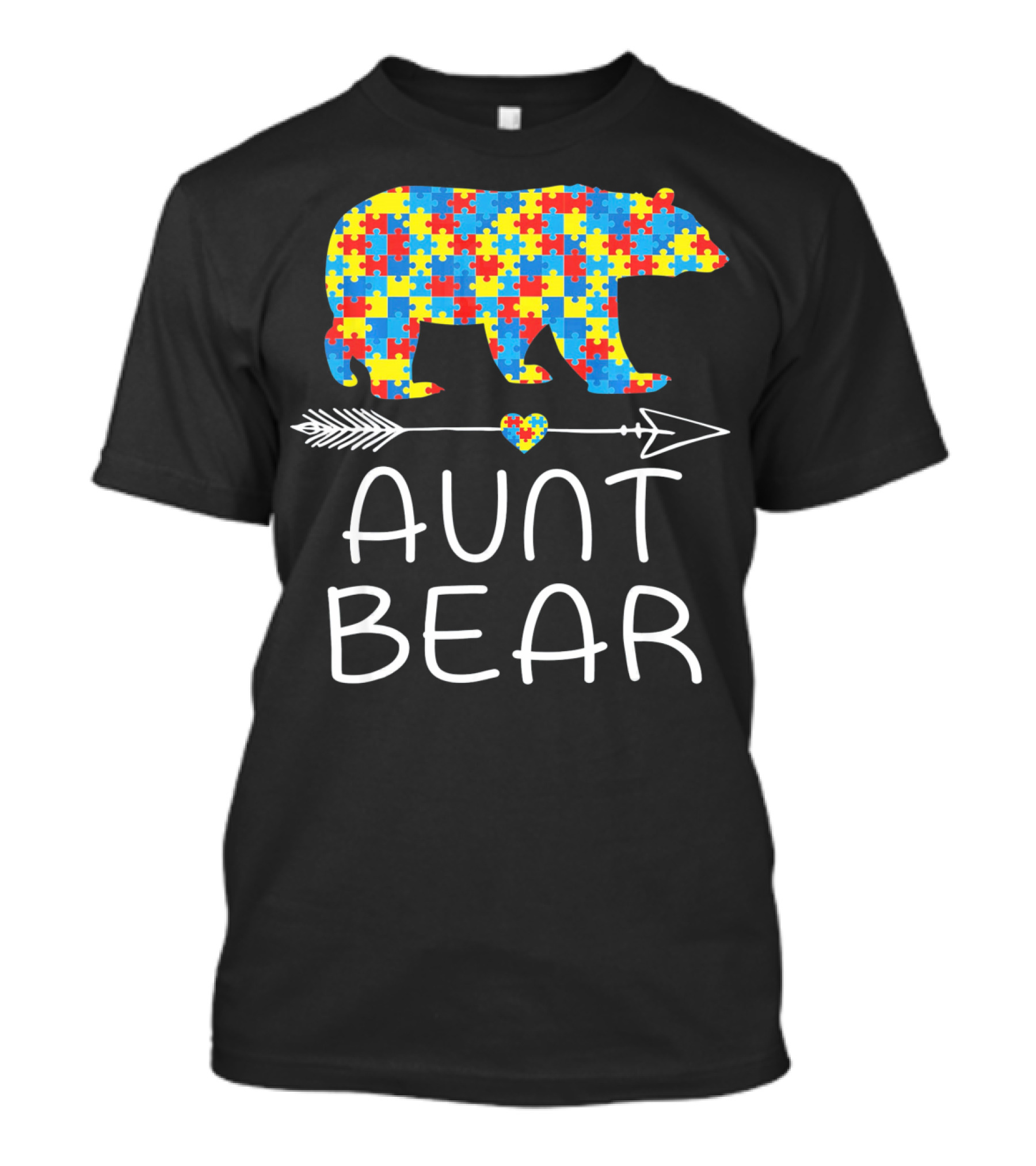 Aunt Bear Puzzle Autism Awareness T-Shirt