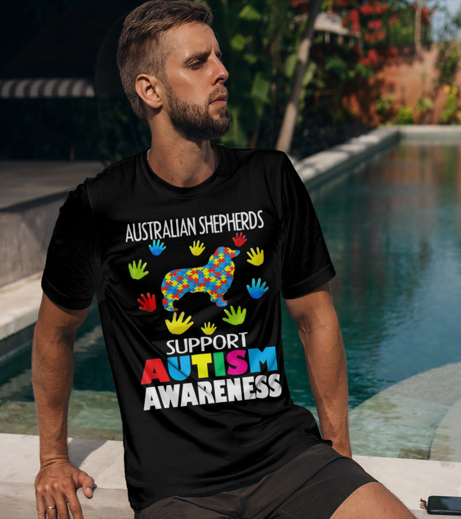 Australian Shepherds Support Autism Awareness T-Shirt