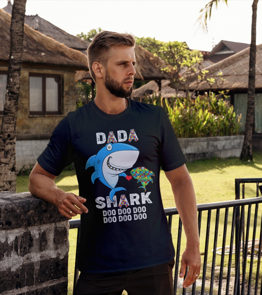 Dada Shark Autism Awareness Doo Doo Doo T-Shirt