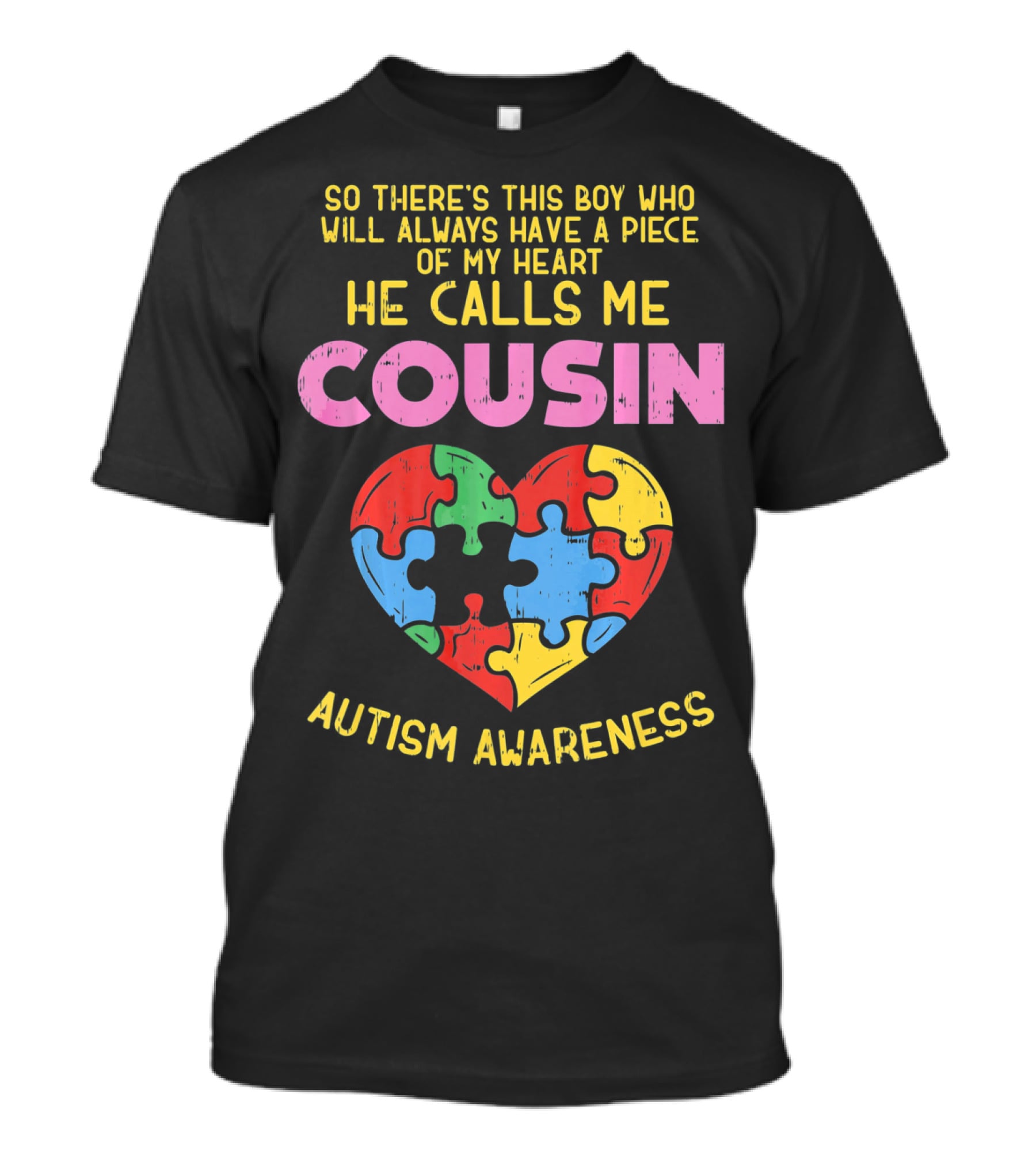 He Calls Me Cousin Autism Awareness Heart Puzzle T-Shirt