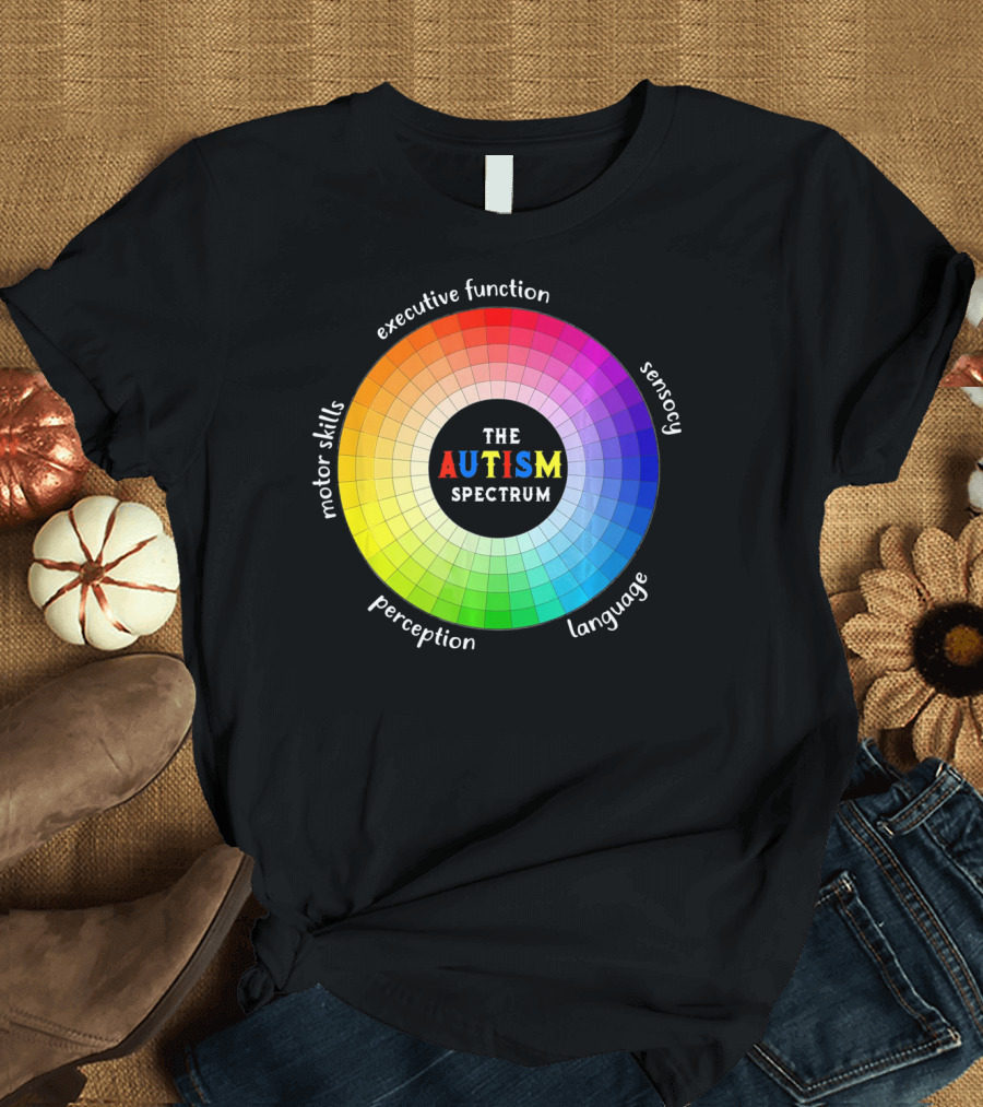 Colorful The Autism Spectrum Motor Skills Executive Function Sensory Perception Language T-Shirt