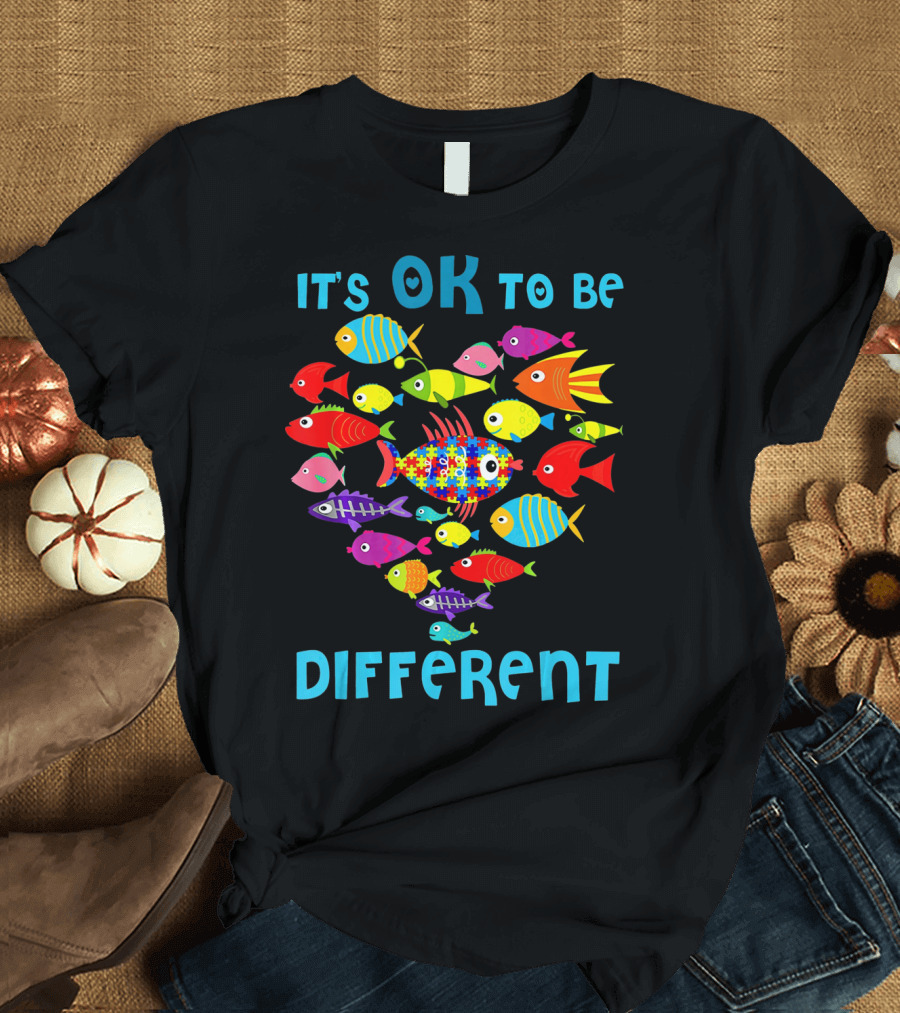 It's OK to Be Different Puzzle Fish Autism T-Shirt
