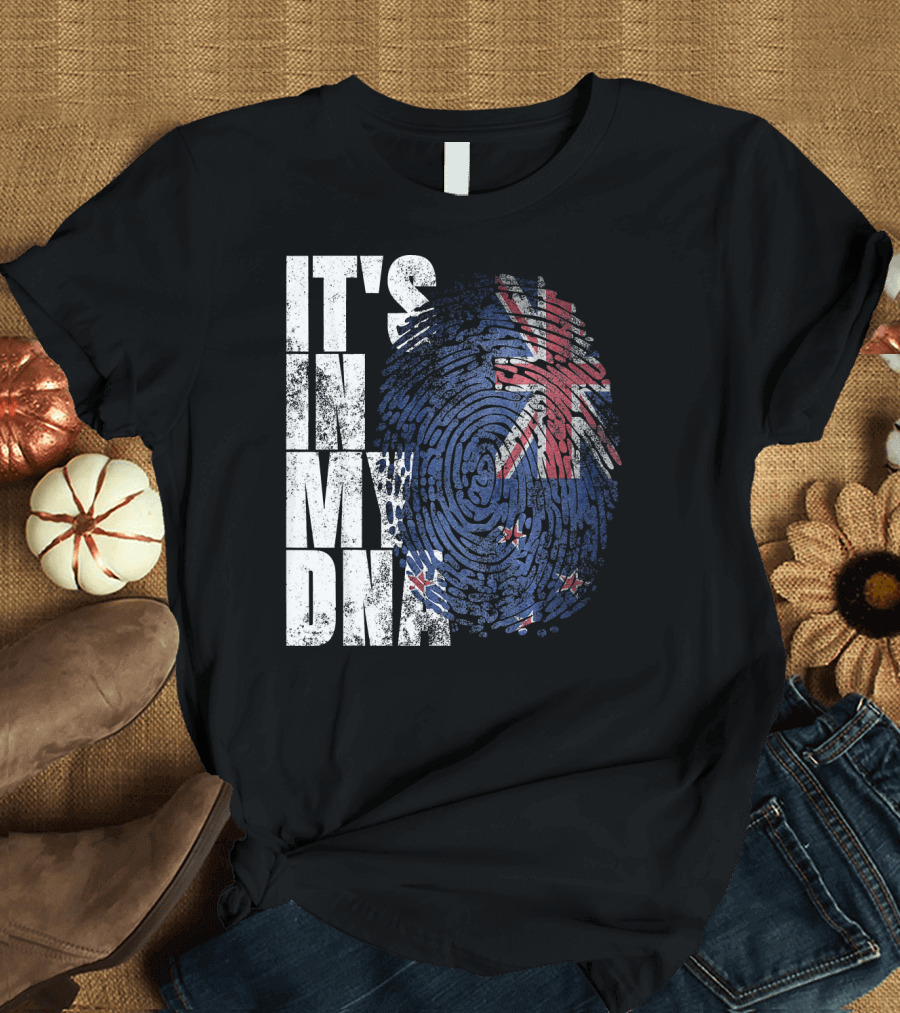 IT'S IN MY DNA New Zealand Maori Kiwi Flag Fingerprint T-Shirt