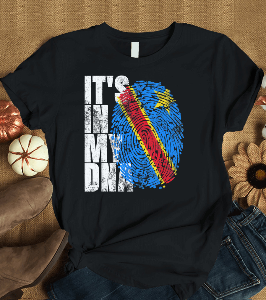 It's In My DNA Congo Flag Fingerprint Afro T-Shirt