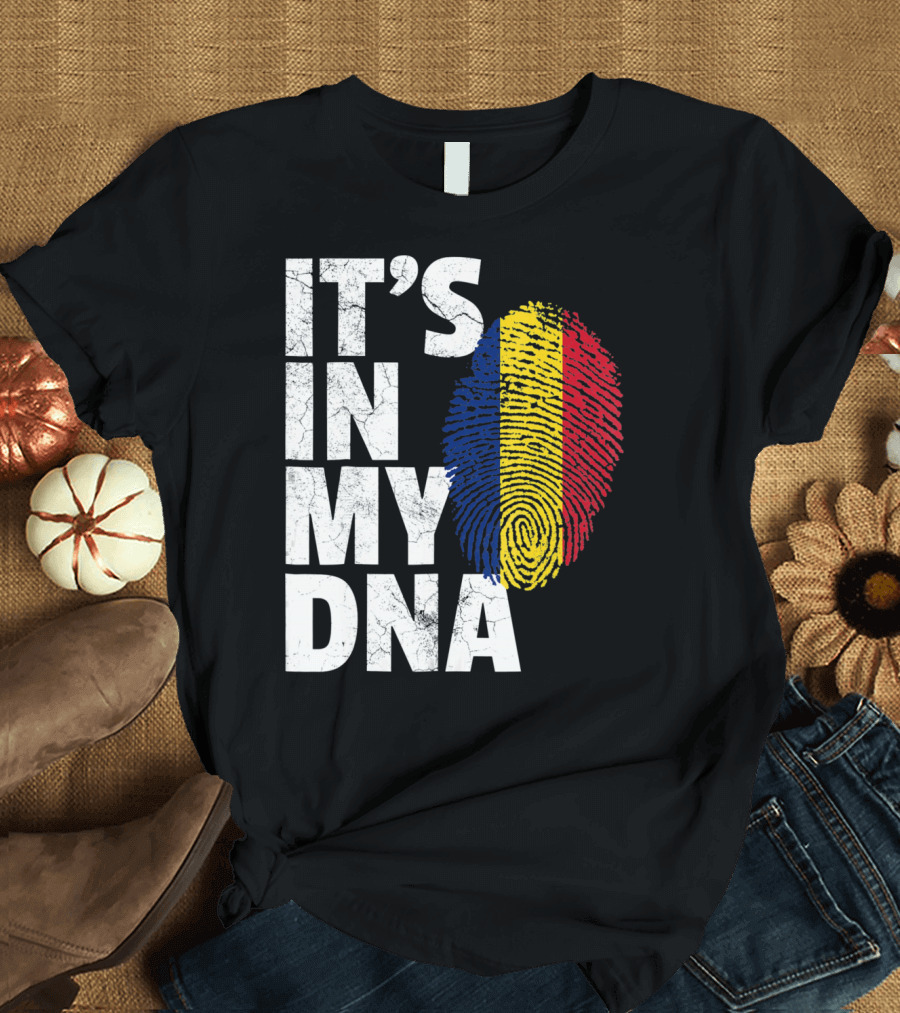 IT'S IN MY DNA Romanian Flag Fingerprint T-Shirt