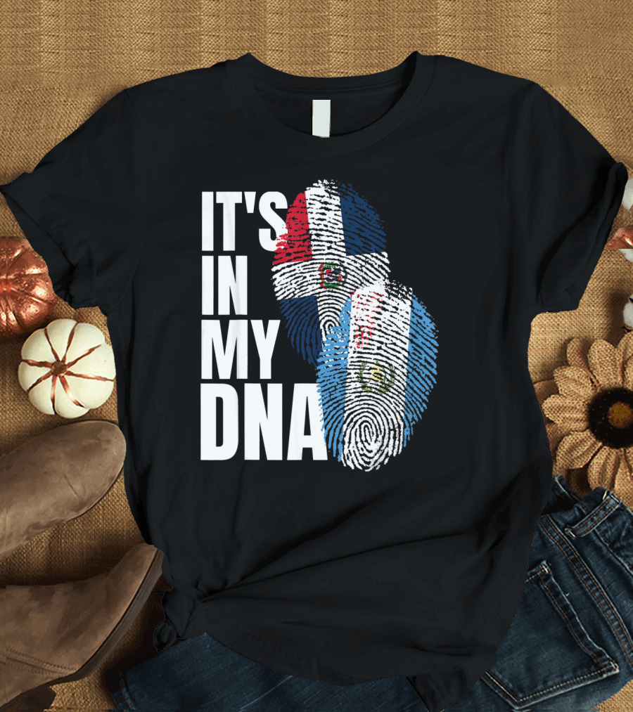 It's In My DNA Guatemalan And Dominican Mix Flag Fingerprints T-Shirt