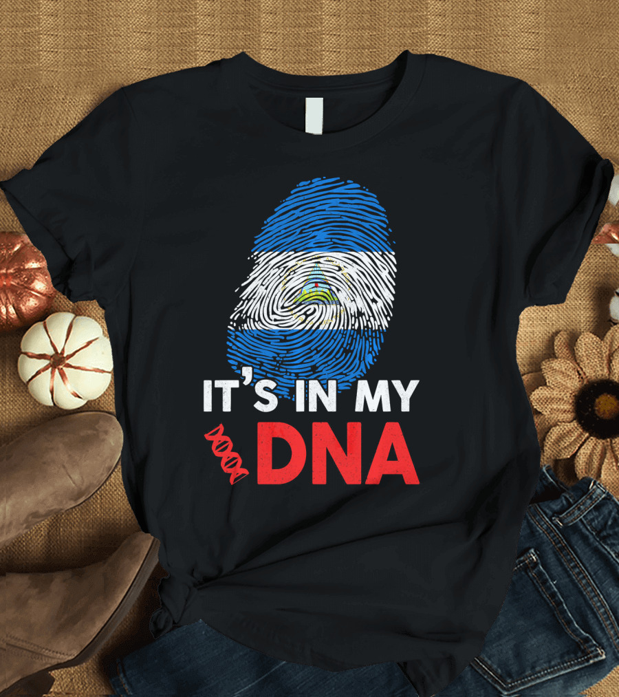 Nicaragua Flag Fingerprint It's In My DNA T-Shirt
