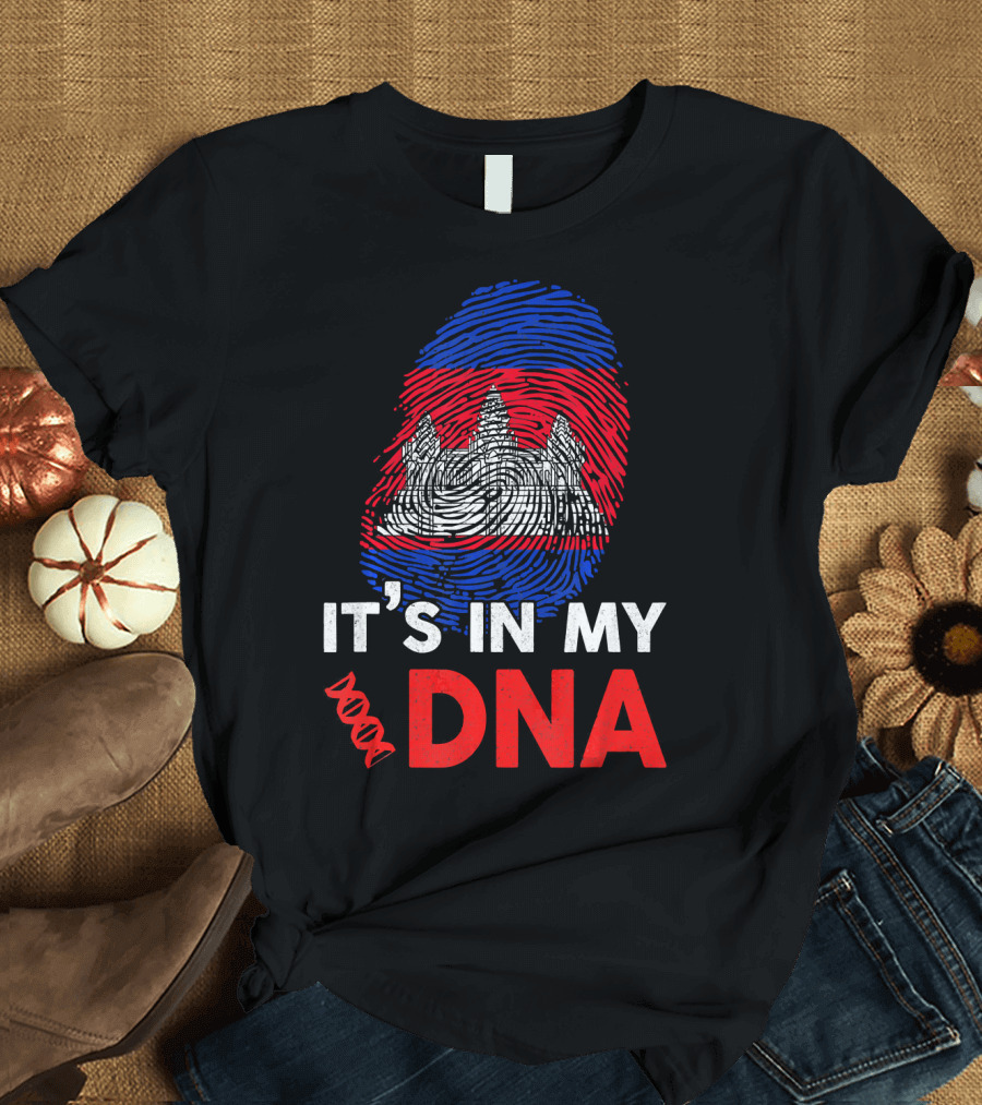 Cambodia It's In My DNA with Angkor Wat Fingerprint T-Shirt