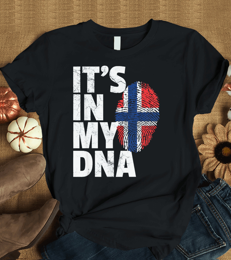 IT'S IN MY DNA Norwegian Norway Flag Fingerprint Pride T-Shirt