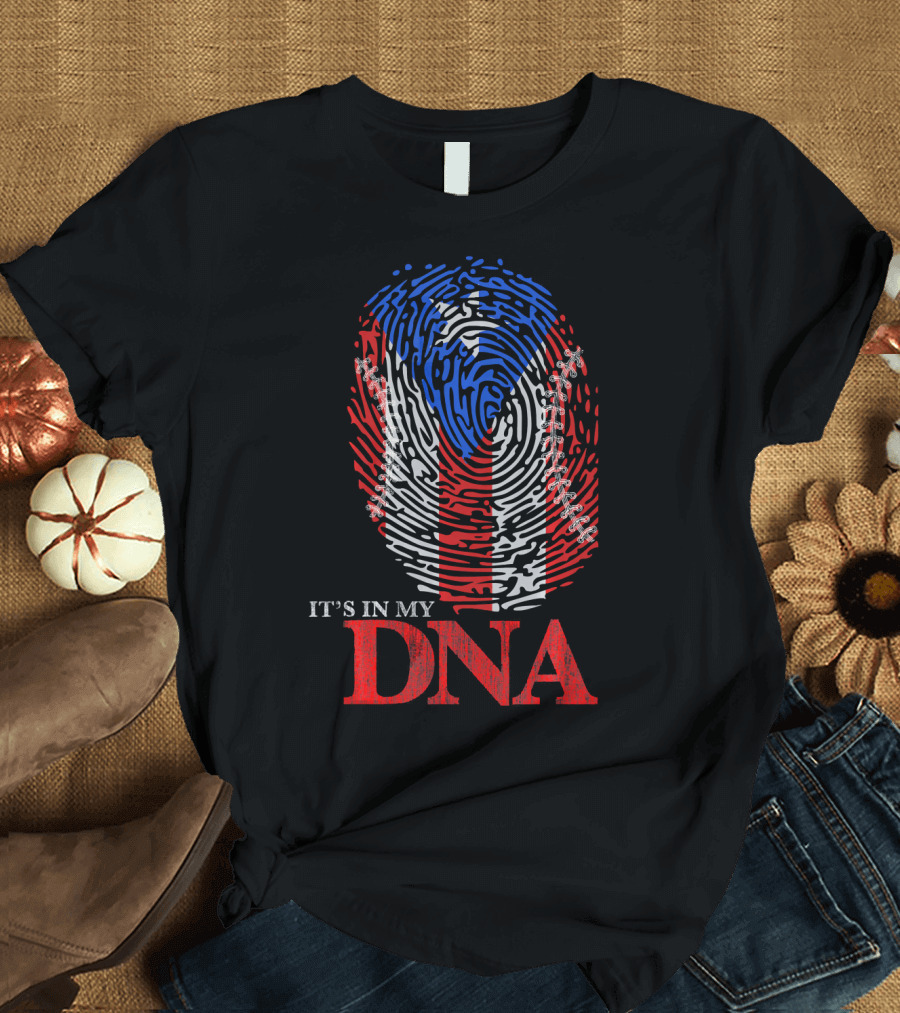 It's in My DNA Puerto Rico Baseball Boricua Flag T-Shirt