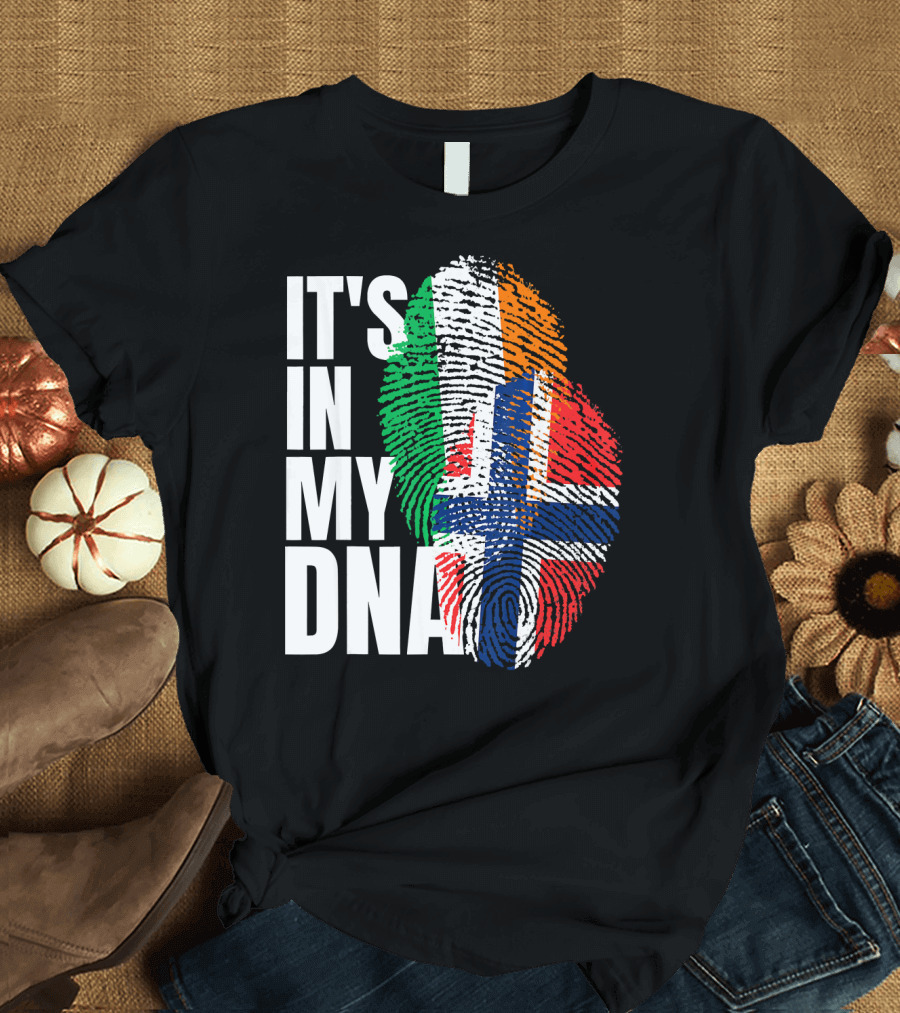 IT'S IN MY DNA Irish Plus Norwegian Mix Heritage Fingerprint T-Shirt