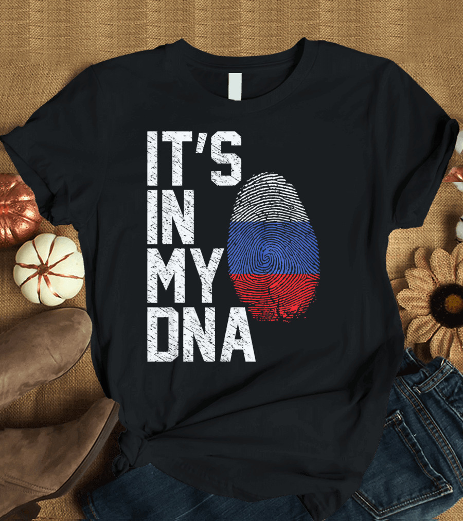 IT'S IN MY DNA Russia Flag Fingerprint T-Shirt