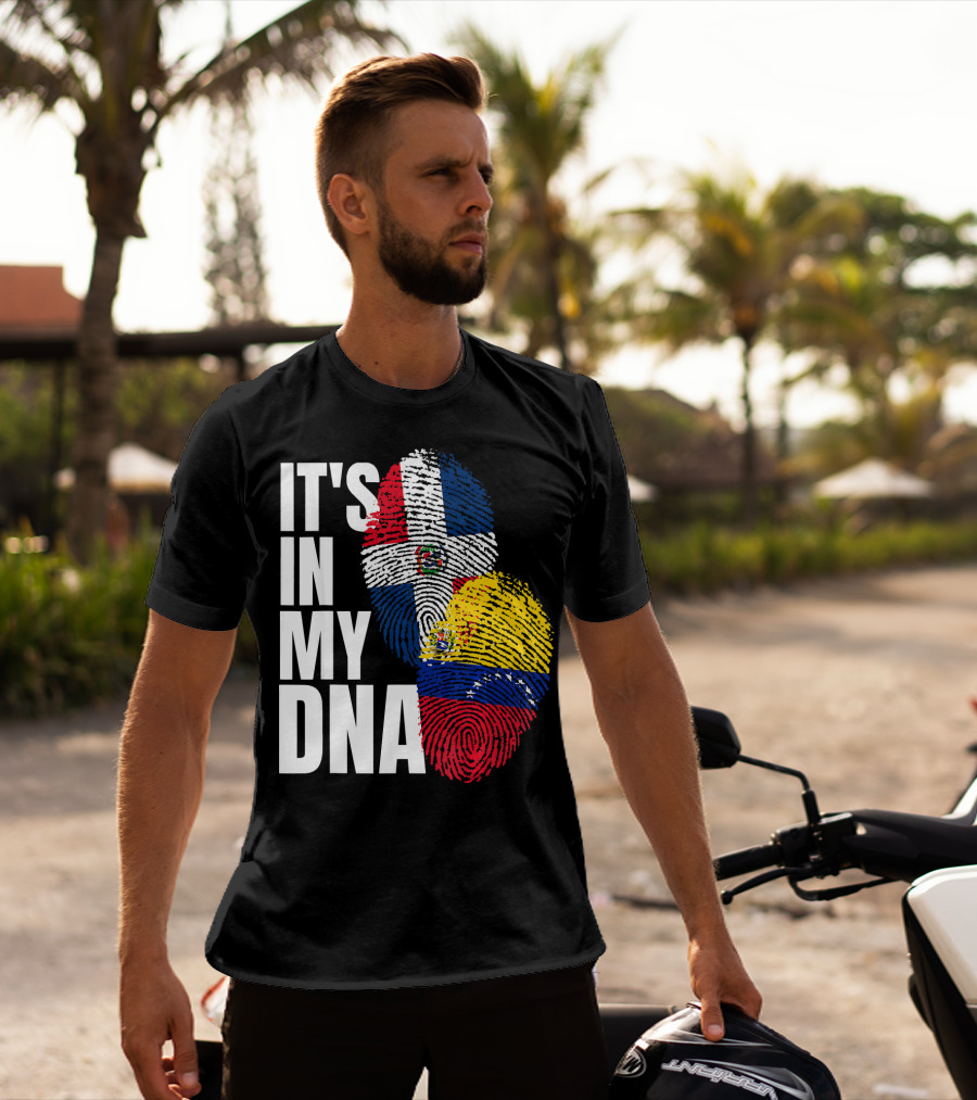 It's In My DNA Dominican Venezuelan Fingerprint Flags T-Shirt