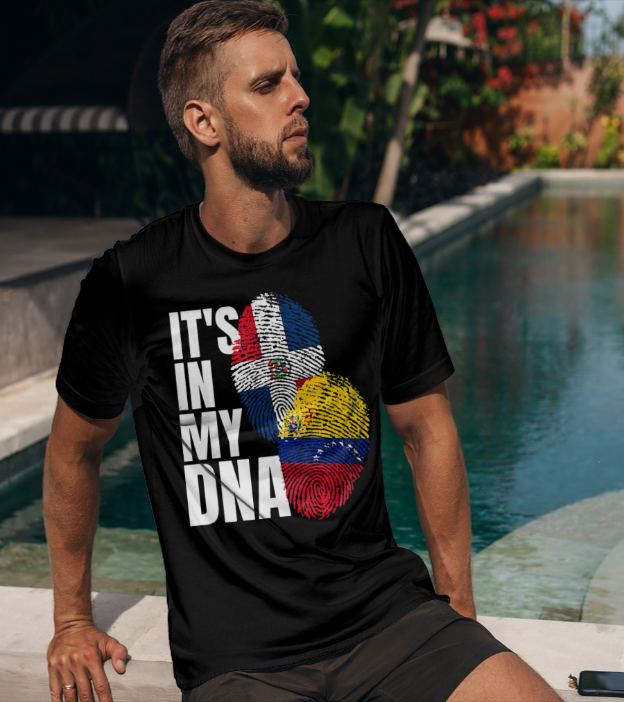 It's In My DNA Dominican Venezuelan Fingerprint Flags T-Shirt