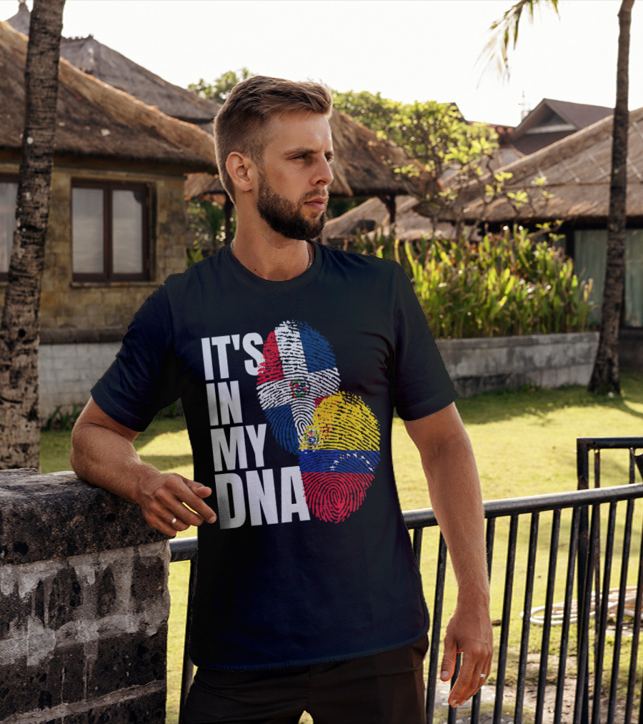 It's In My DNA Dominican Venezuelan Fingerprint Flags T-Shirt
