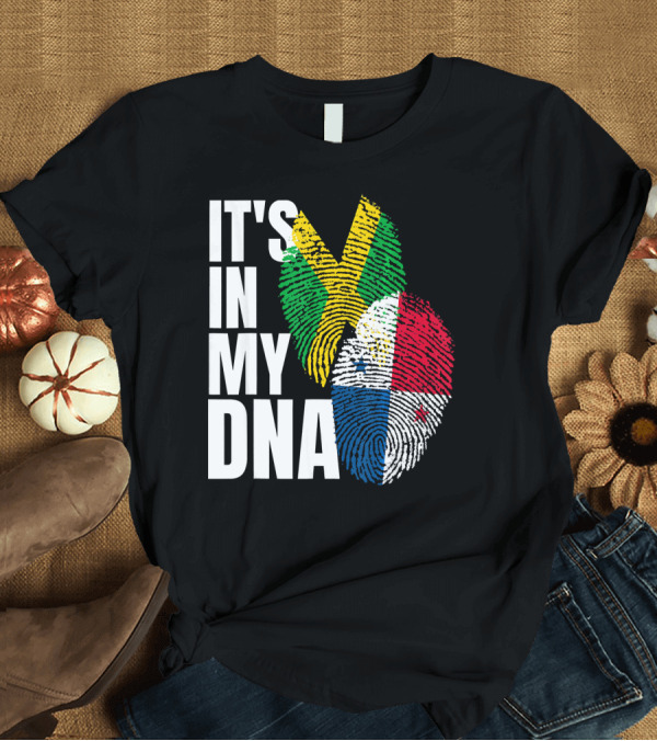 T-Shirt: Panamanian And Jamaican Mix It's In My DNA Flag Her T-Shirt Panamanian And Jamaican Mix It's In My DNA Flag Her T-Shirt